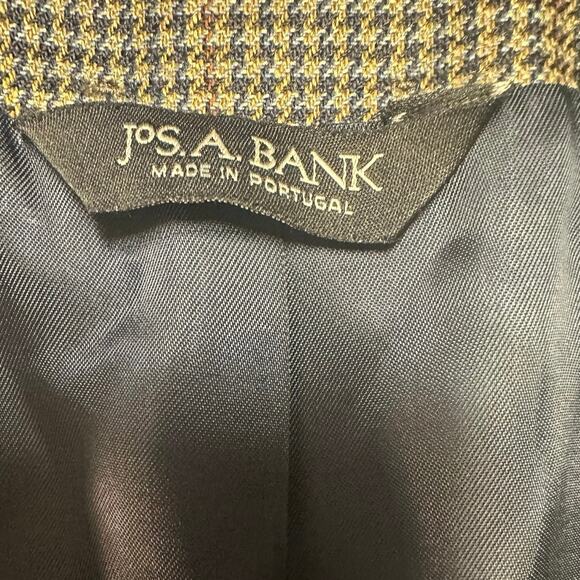 Jos. A Bank Tan and Blue Houndstooth Silk Wool Classic Blazer Size 44R - Picture 4 of 9